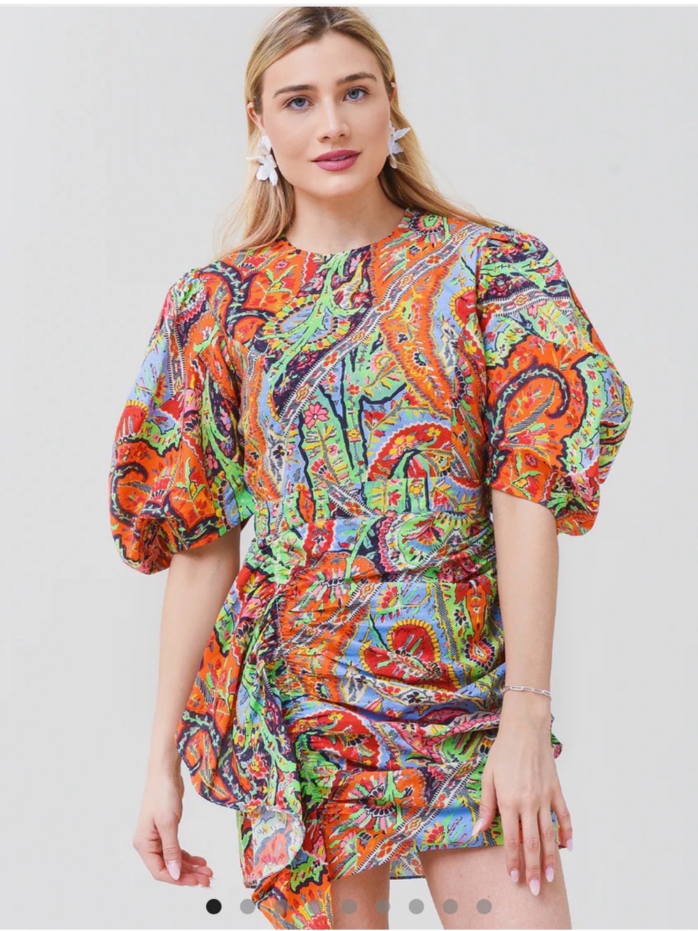 RHODE Pia Voile 100% Cotton Festival of Love Paisley-Print Mini Dress Size XS